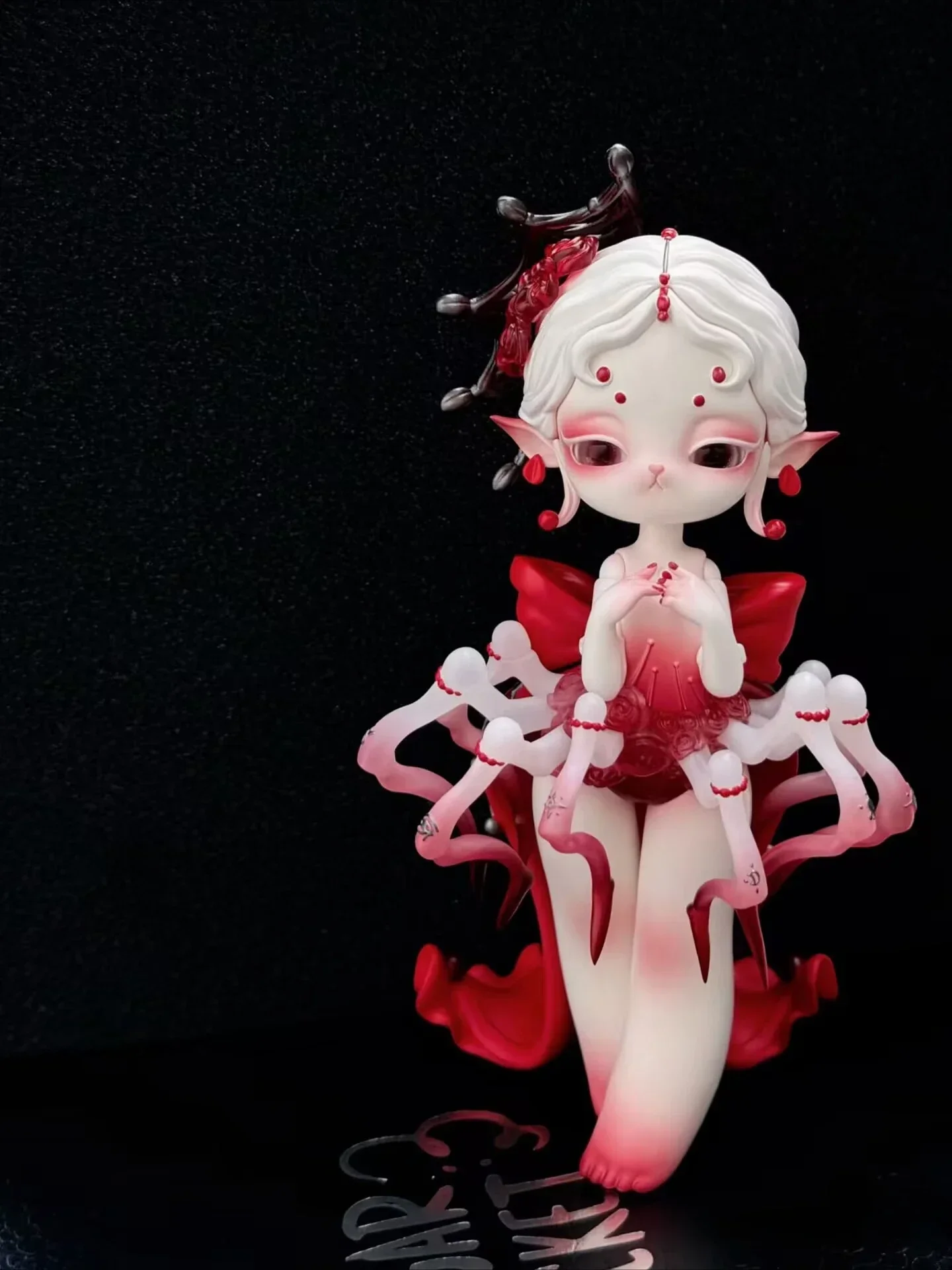 NINIMO White Snake Black Lily Nutcracker Figure Doll Gothic