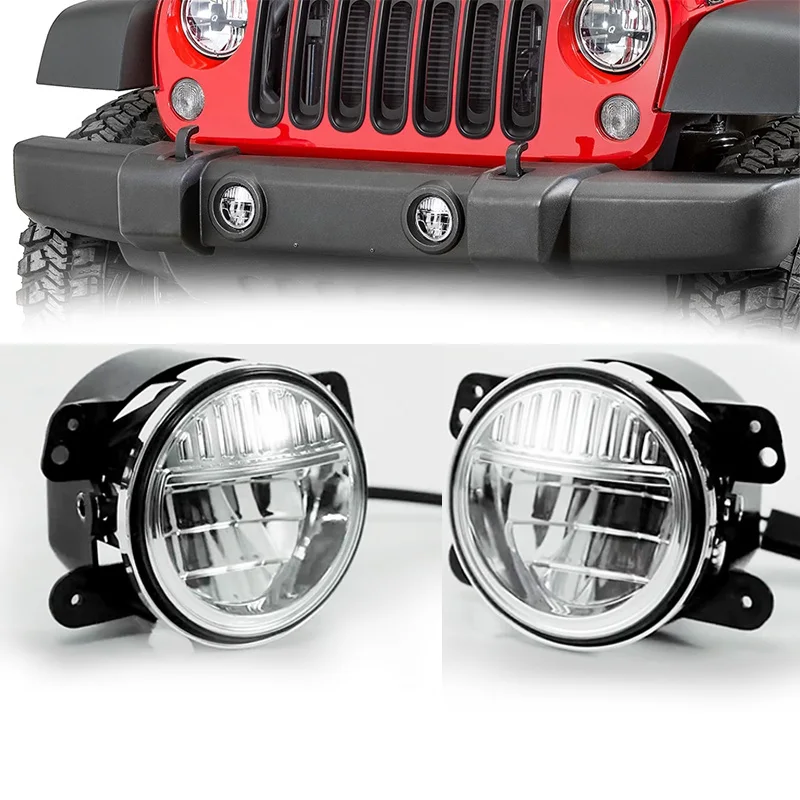 

2pcs 4" LED Passing Fog Lights White DRL Amber Turn Signal Lamp for Jeep Wrangler JK LJ TJ for Dodge Chrysler Journey Magnum