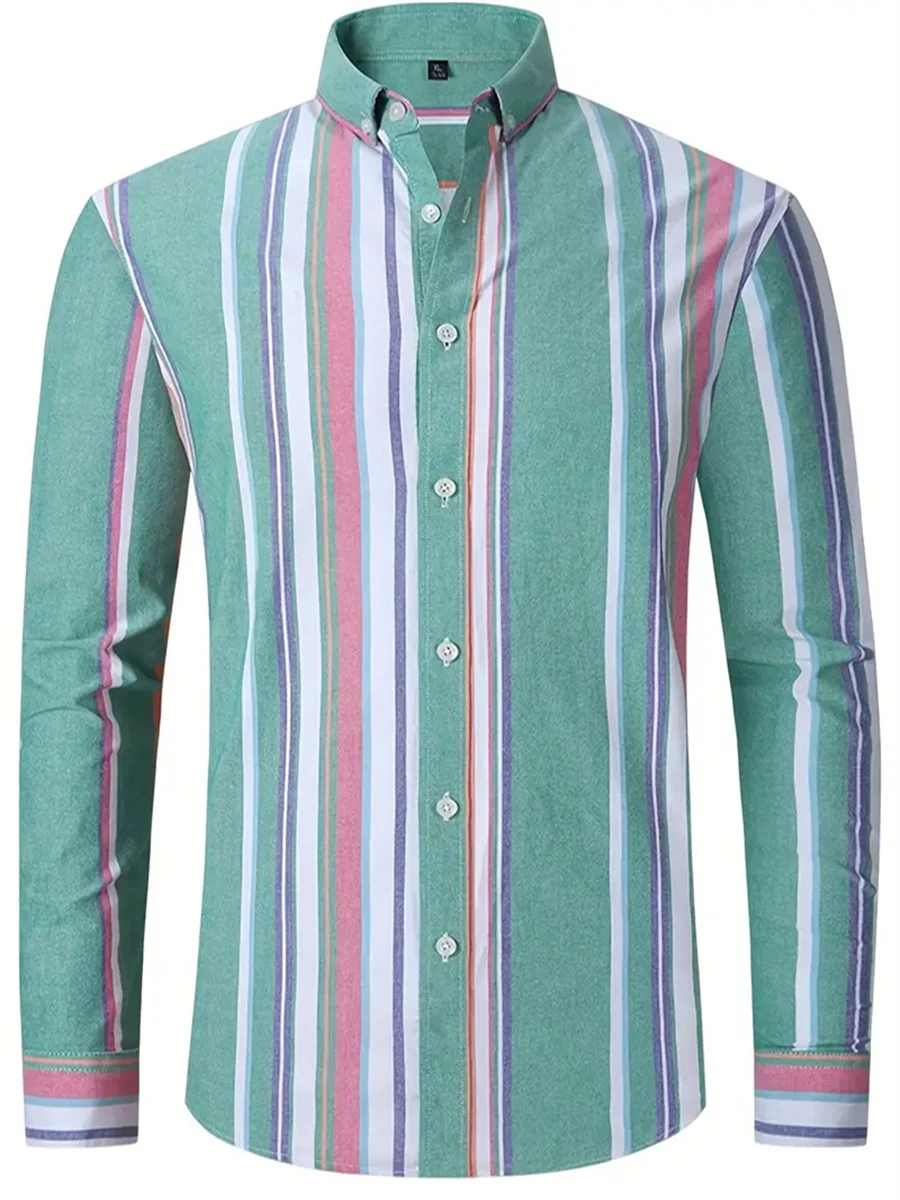 Men\'s shirt high quality striped business casual soft wear social soft comfortable material lapel plus size shirt