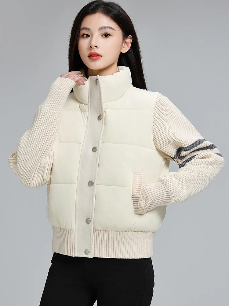 Or Capispalla da donna in cotone con giuntura lavorata a maglia Jaet Autunno Inverno Sle Cappotto in cotone color sangue dal design semplice per donna