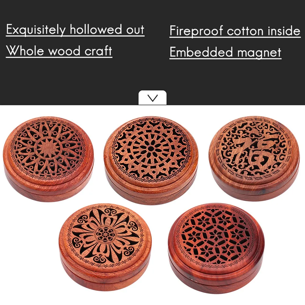 Outdoor Bamboo Incense Burner Holder with Fireproof Cotton Censer Box for Home Portable Travel Storage Burner Plate E