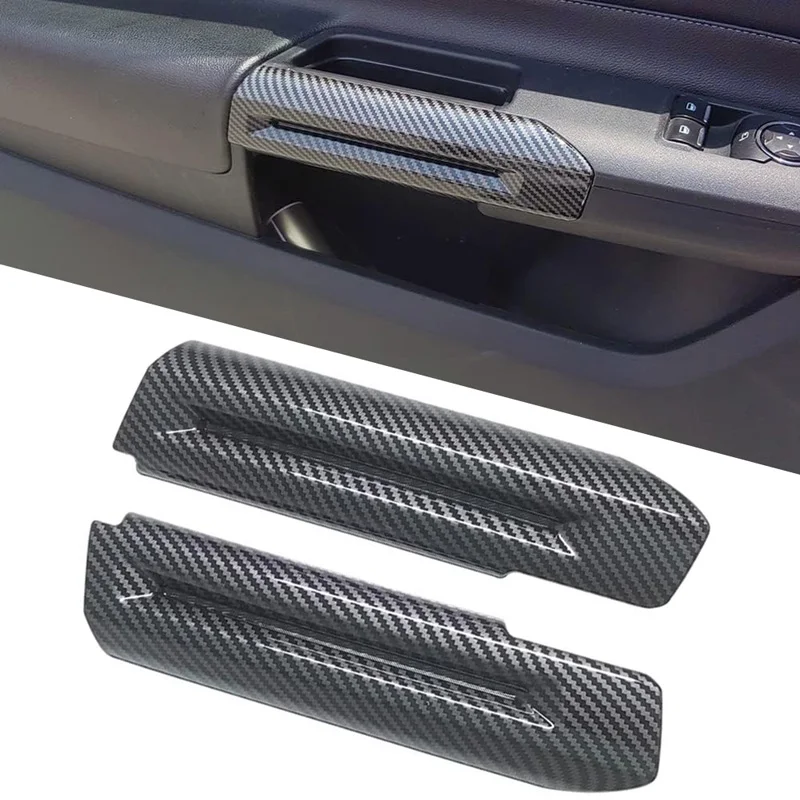 

1 Pair For Ford Mustang 2015-2023 ABS Carbon Fiber Style Car Interior Gate Door Handle Decoration Cover Trim Auto Accessories