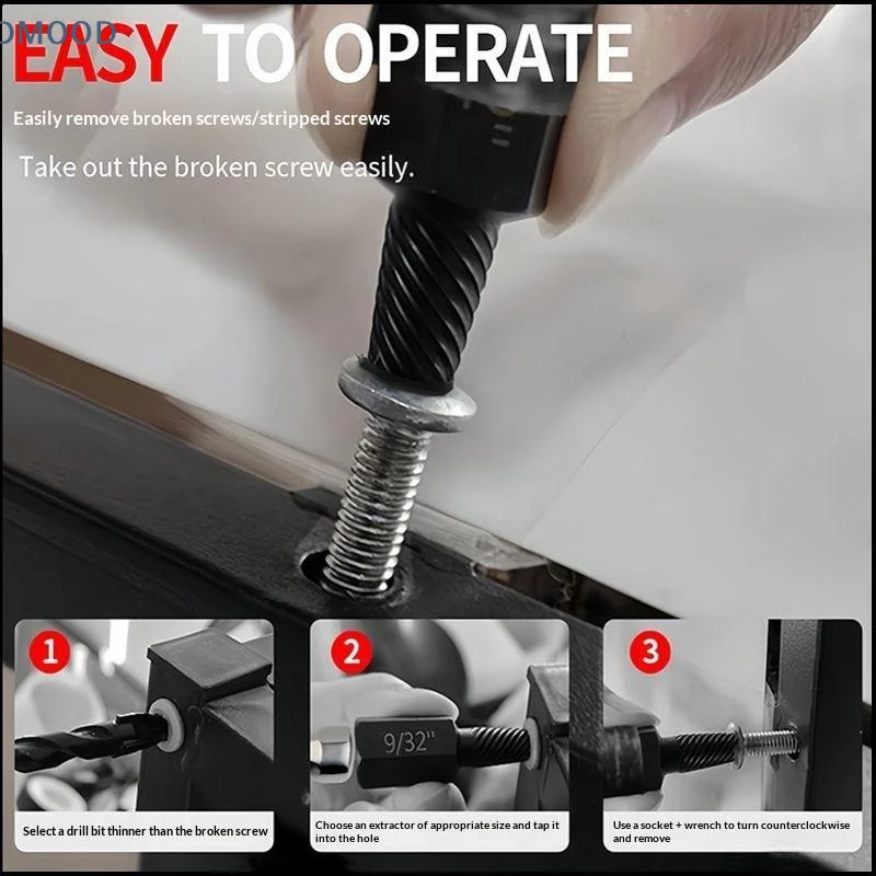 【CR】Premium Heavy-Duty Screw Extractor Set for Home and Professional Use Easy Out Kit for Rusted or Damaged Bolts