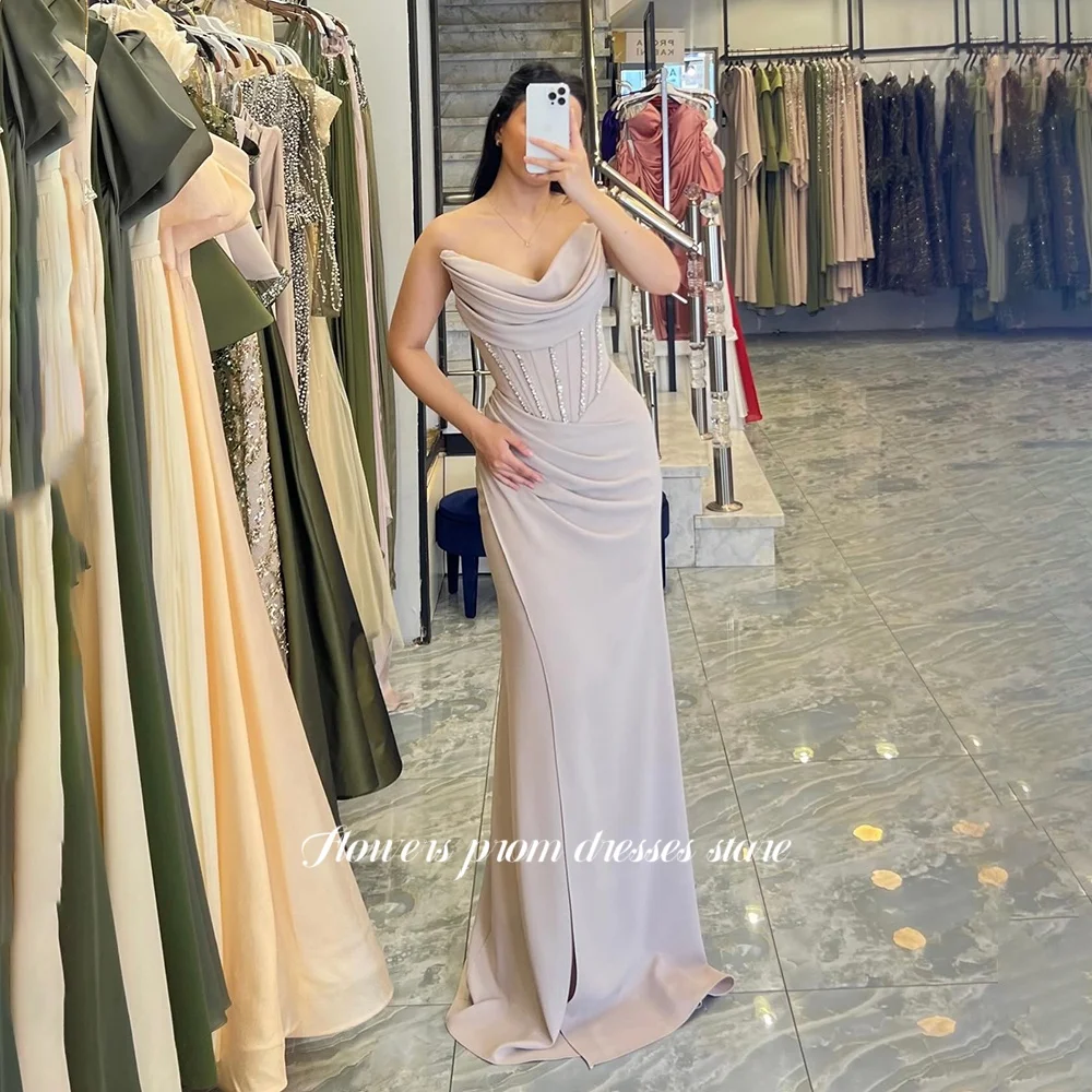 

Вечернее платье русалки с цветами, платье для выпускного вечера без бретелек со складками, вечернее платье, вечернее платье для арабских женщин по индивидуальному заказу