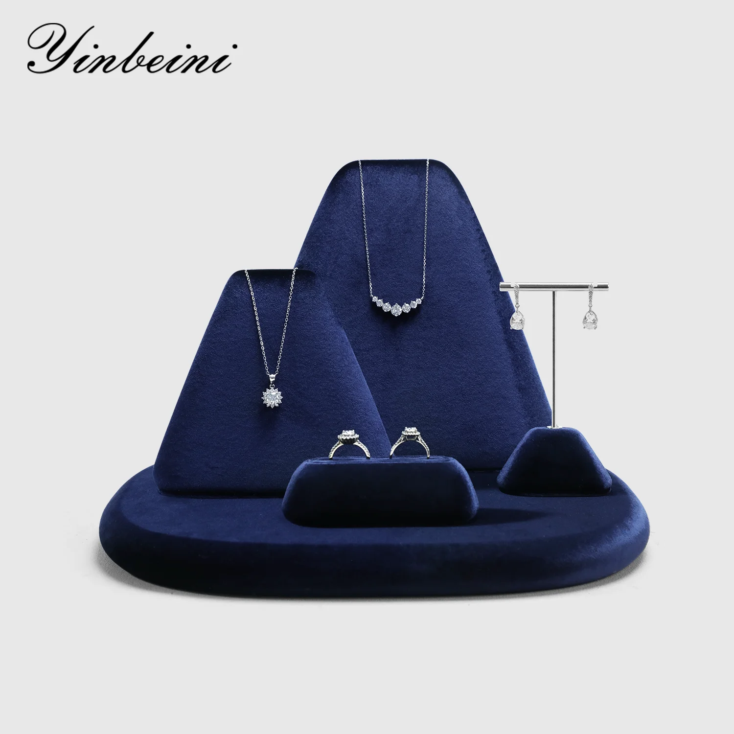 

Yinbeini Velvet Jewelry Display Stand Combo for Ring Earrings Necklace Bangle Jewelry Showcase Organizer TB041