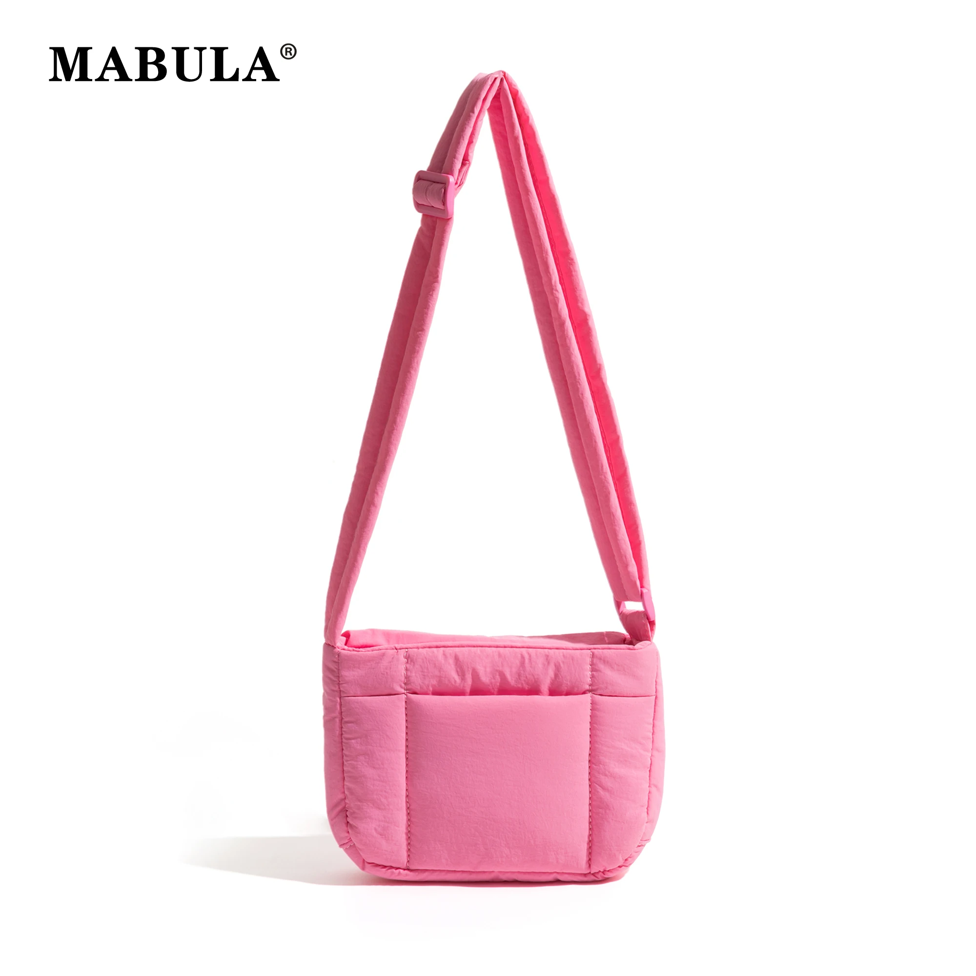 MABULA Pink Messenger Puffer Bag Brand Design Quilting Sling Cross Body Pillow Purse Small Fashion Women Shoulder Padded Pack