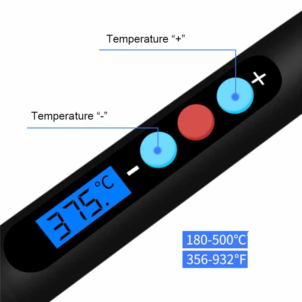 60W Saldatore Elettrico Penna Pistola Temperatura Regolabile Display LCD Digitale Riscaldamento Veloce Saldatura Strumento di Saldatura 180 ℃   -500 ℃