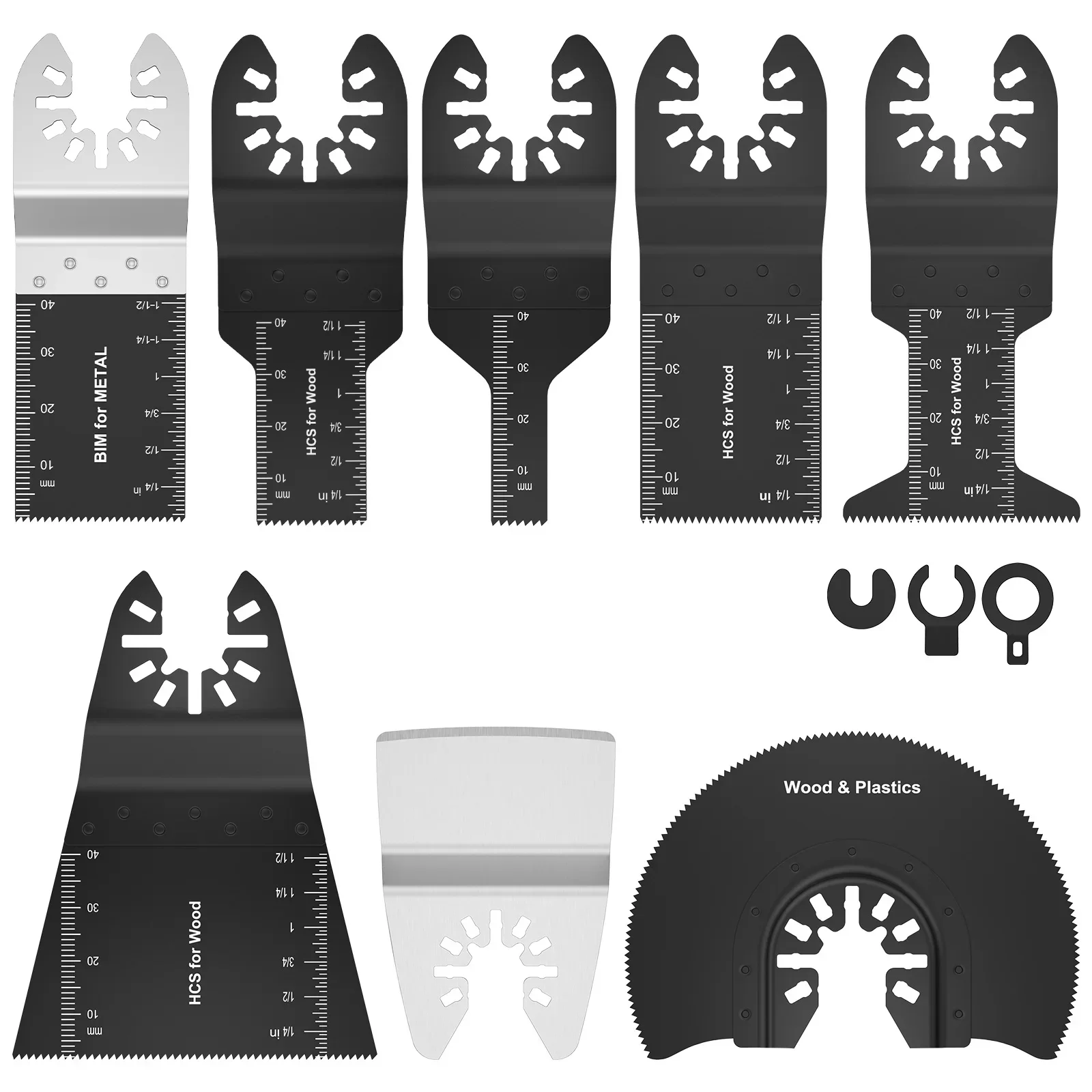 

8Pcs Oscillating Saw Blades Set Bi-metal Stainless Steel Multitool Blade Kit Quick Release Blades Precise Cutting Saw Blades