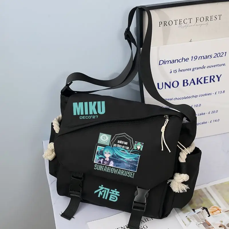 

Cartoon Hatsune Miku Nylon Handheld One Shoulder Versatile Large Capacity Crossbody Bag Retro Work Travel Postman Bag Ita Bags