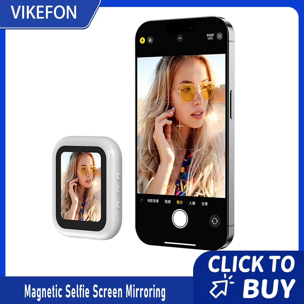 Magnetic Selfie Screen Wireless Screen Mirroring Real‑time Preview Monitor for Phone Rear Camera Live Broadcast Video Shooting