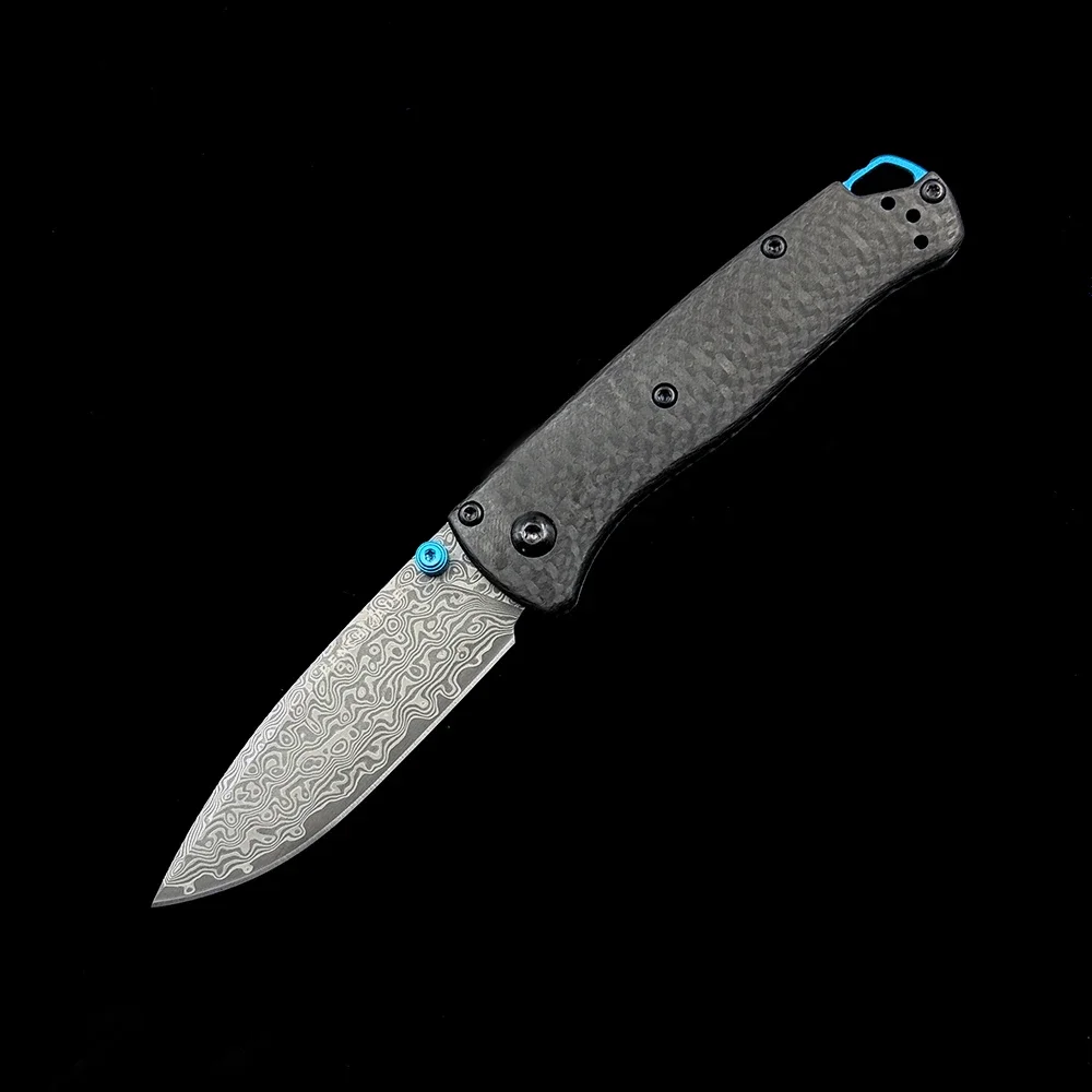 BM Mini 533-3 Damascus Carbon Fiber Handles Bugout Folding Knife Outdoor camping hunting pocket EDC utility KNIVES