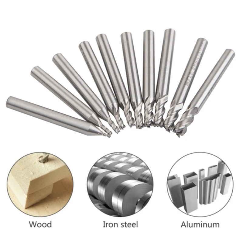 1PC HSS End Mill 2Flute 3Flute 4Flute 1-6mm Milling Cutter CNC Bit Milling Machine tools Cutting tools Endimlls