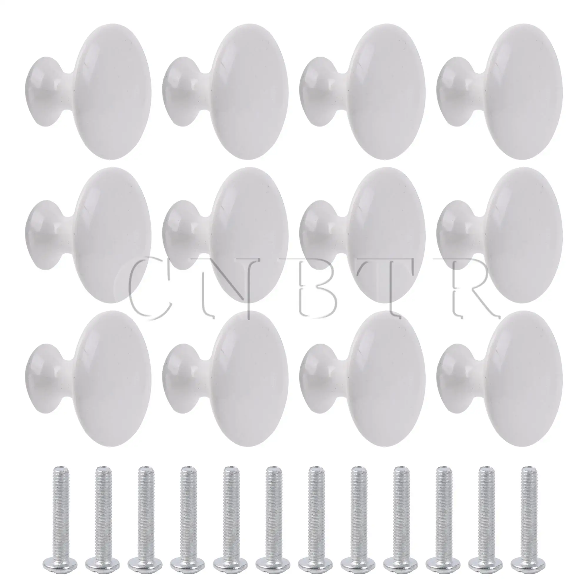 CNBTR 12Pieces 30mm Dia Cupboard Handles Knobs for Bathroom White Stainless Steel