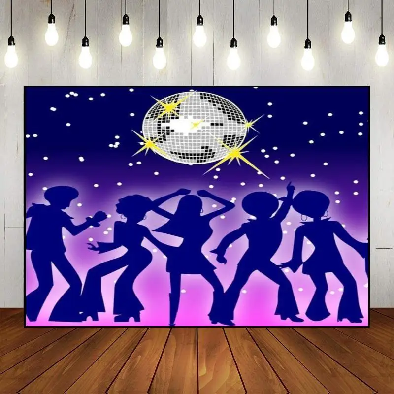 Adults Neon Music Disco Theme Party Backdrop Wall Happy Birthday Photo Photography Dance Banner Night Club Background Decoration