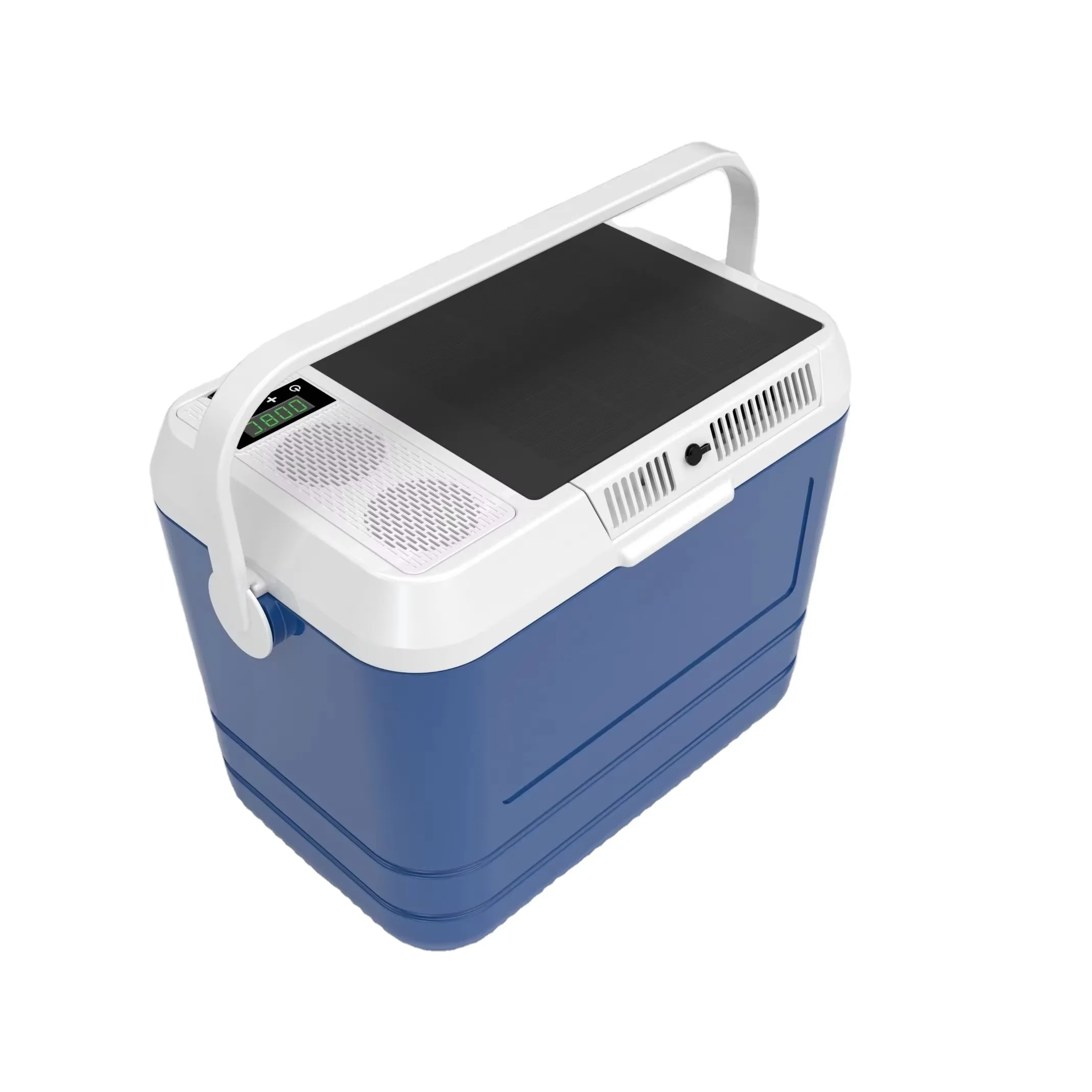 Tragbarer Solarkühler für Bluetooth-Musiklautsprecher, Kühlbox, moderner 22 l isolierter Autokühlschrank, Powerbank für Strand, Outdoor, Camping