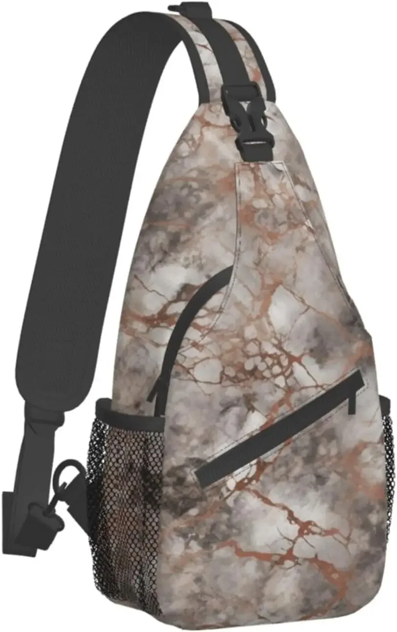 Marble Print Cross Chest Bag Crossbody Backpack Sling Shoulder  Travel Hiking Daypack Cycling 