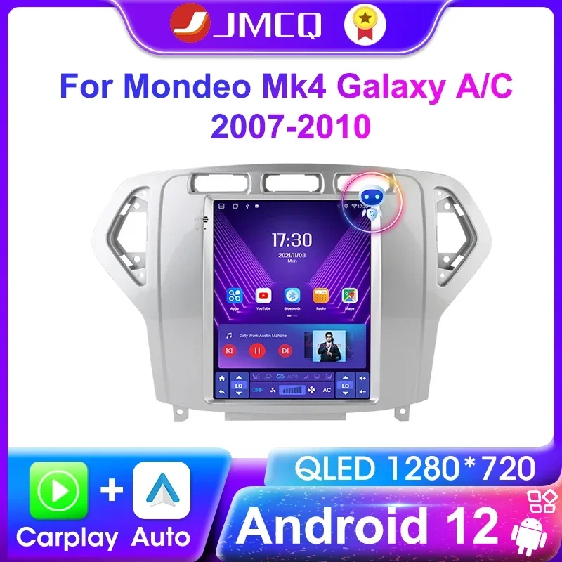 JMCQ-reproductor de DVD para coche, unidad principal de navegación con pantalla de visualización de Carplay, Android 12, para Ford Mondeo Mk4 Galaxy