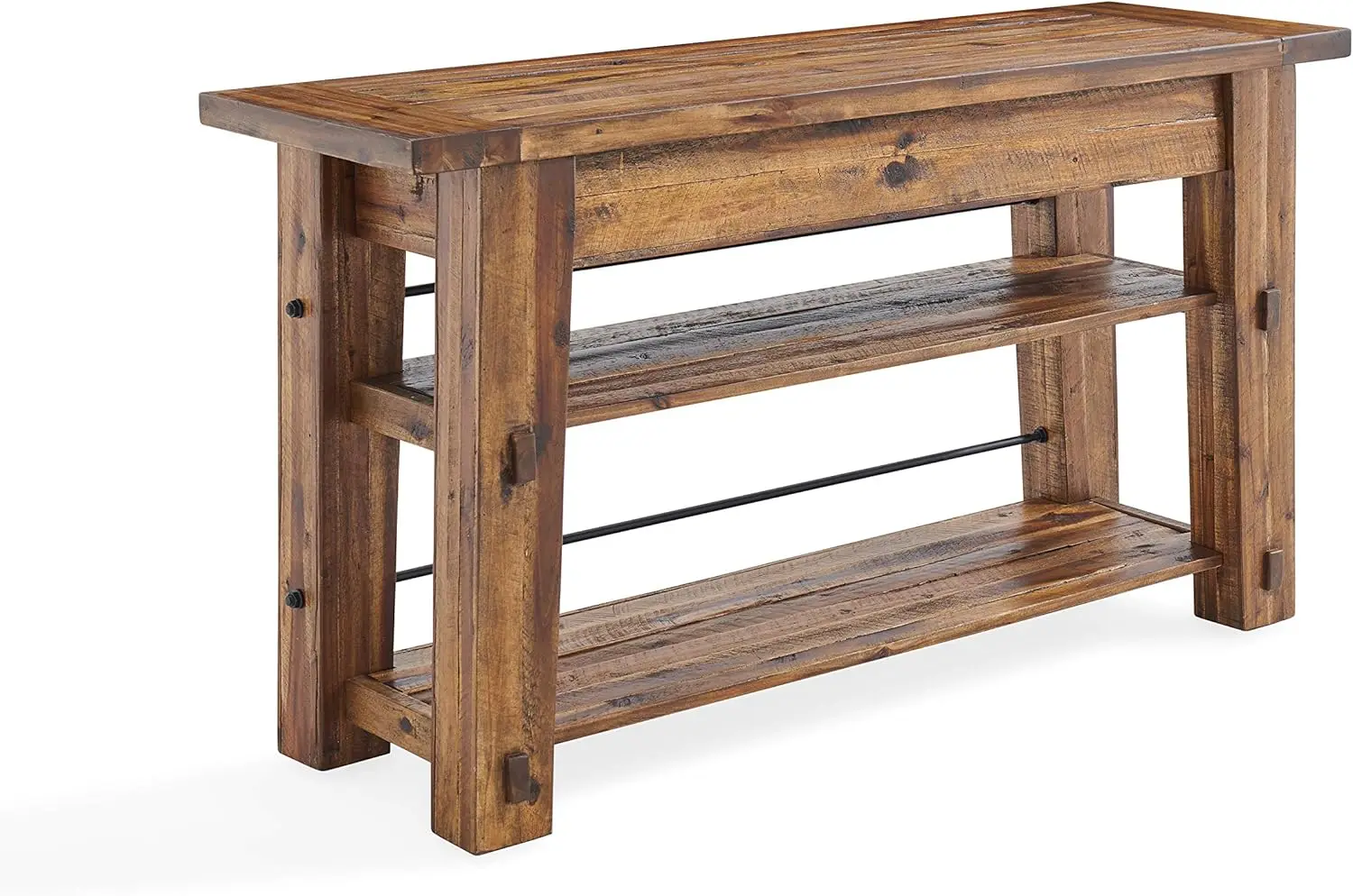 Mesa de console industrial de madeira Durango 54" L com duas prateleiras