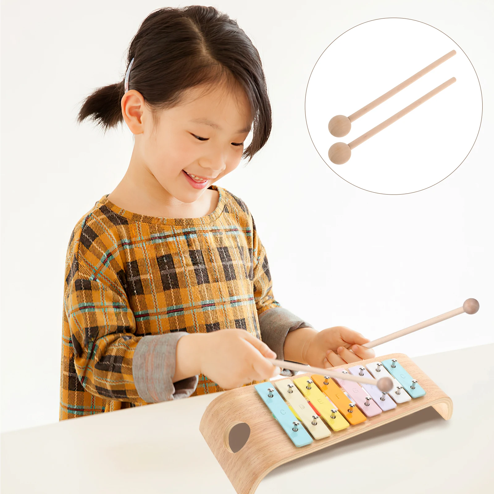 

2pcs Wooden Xylophone Mallets 12.18 Inch Percussion Sticks For Glockenspiel Bell Chime Music Education Tools Rhythm