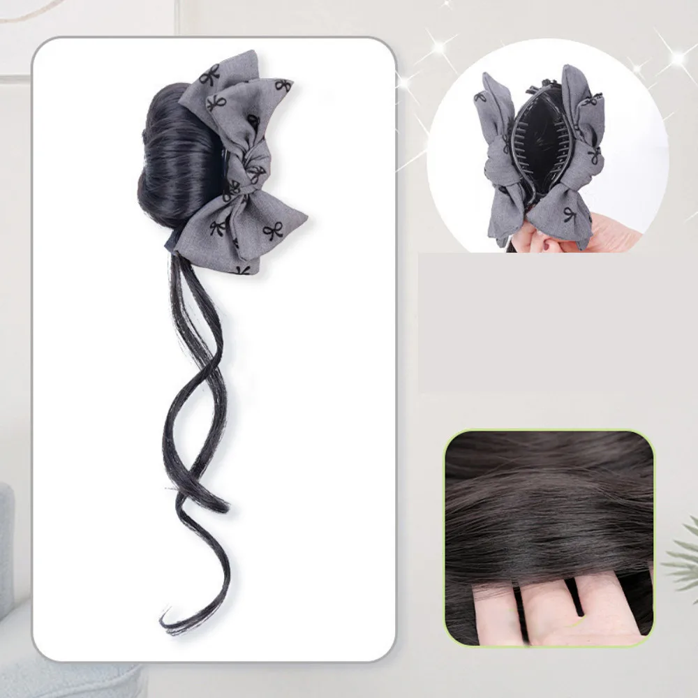 Ball Head Synthetic Wig Headband Bow Flower Head Hair Accessories Natural Hair Clips