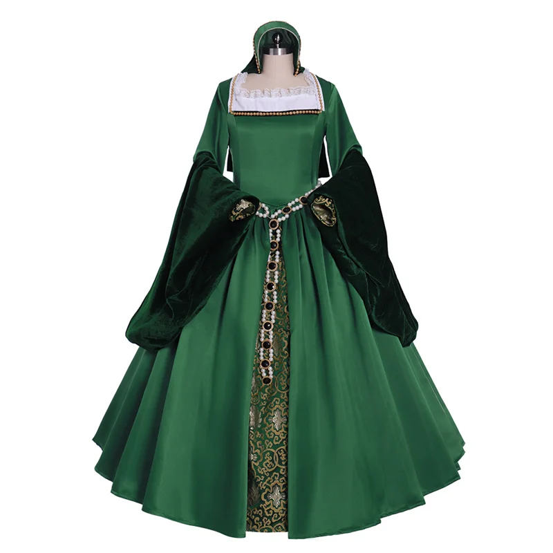 Medieval Anne Boleyn Green Tudor Queen Elizabeth Costume Victorian Versailles Dancing Ball Gown Drama Dress Custom Made