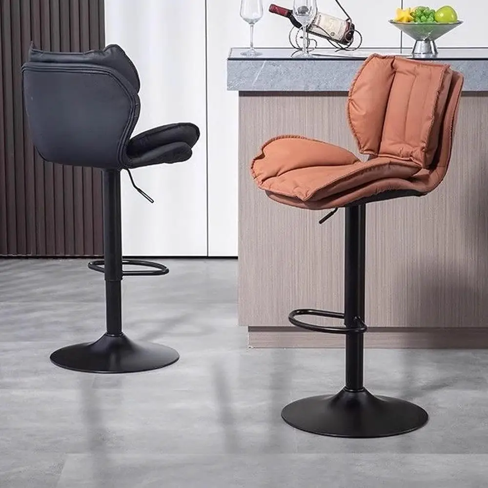 Tabouret de bar pivotant réglable avec dossier, 23,6-31,5 pour îlot de cuisine, salle à manger, bureau - Marron