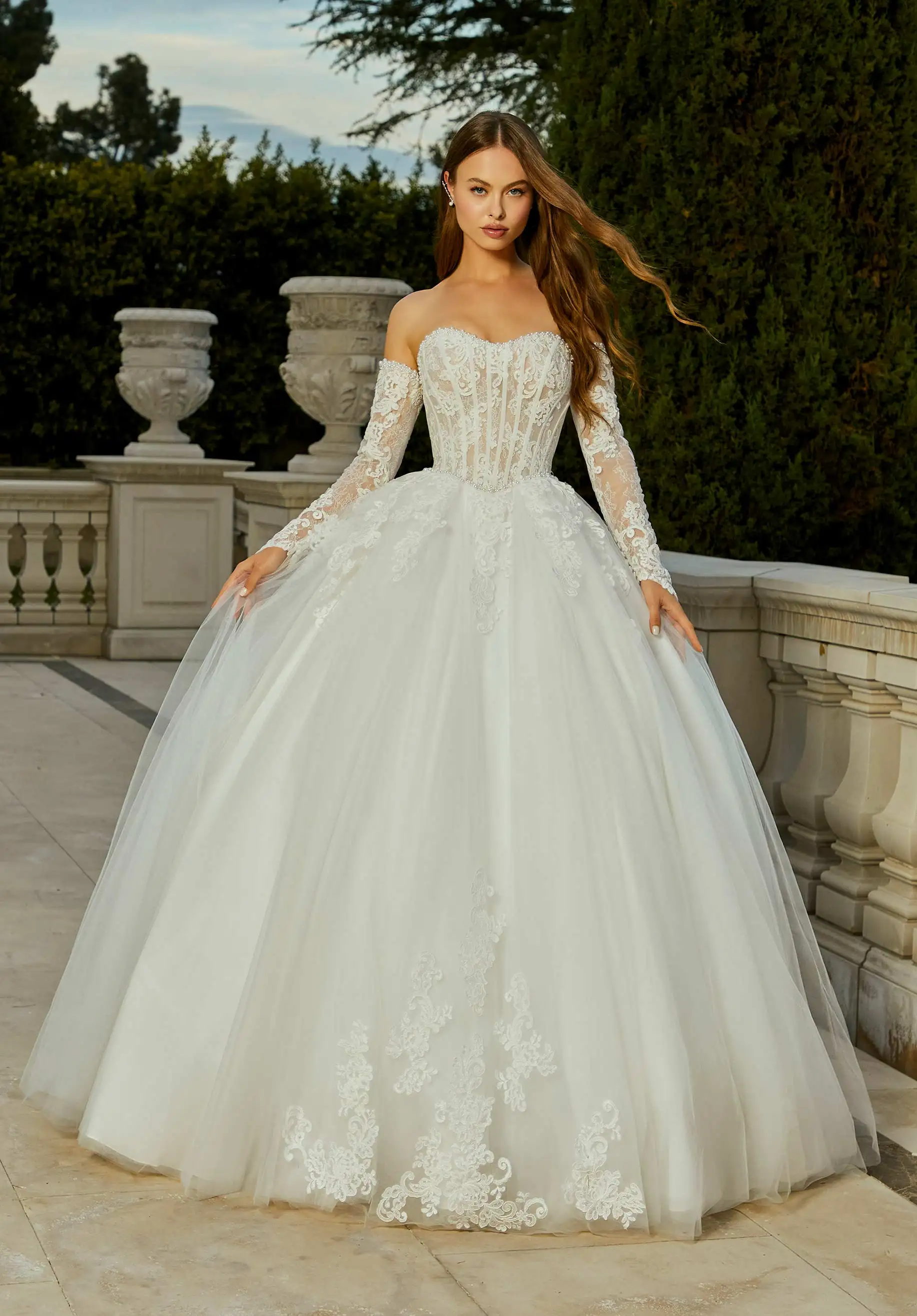 

Vestido Novia 2 En 1 Desmontables 2025 Свадебное платье на заказ Бальное платье Кружева Vestidos De Novia Princesas Pearl Vintage Trouwjurk