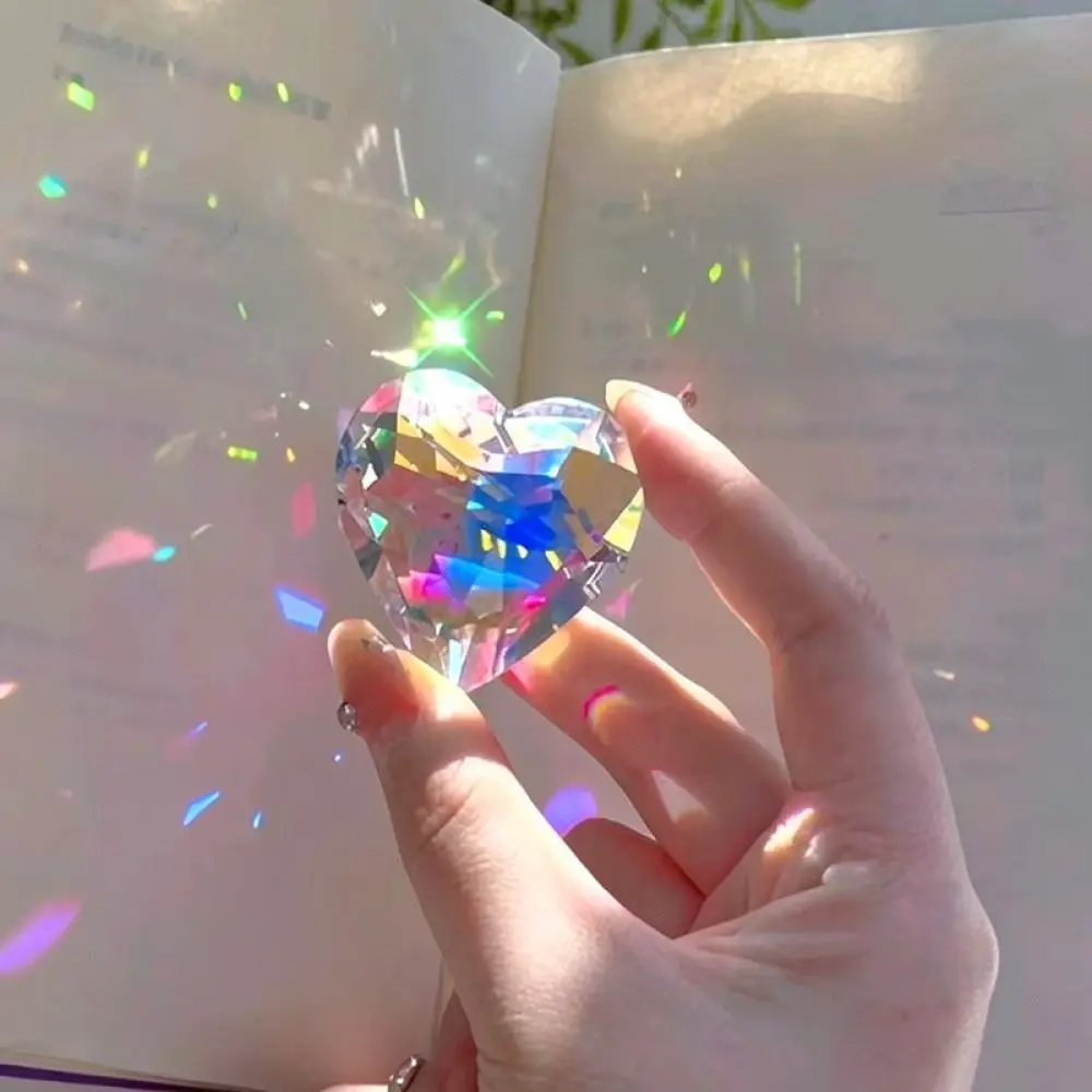Heart Glass Prism Sun Catcher Window Ornament Colorful Light Refraction Healing Home Decor Creative Birthday Present