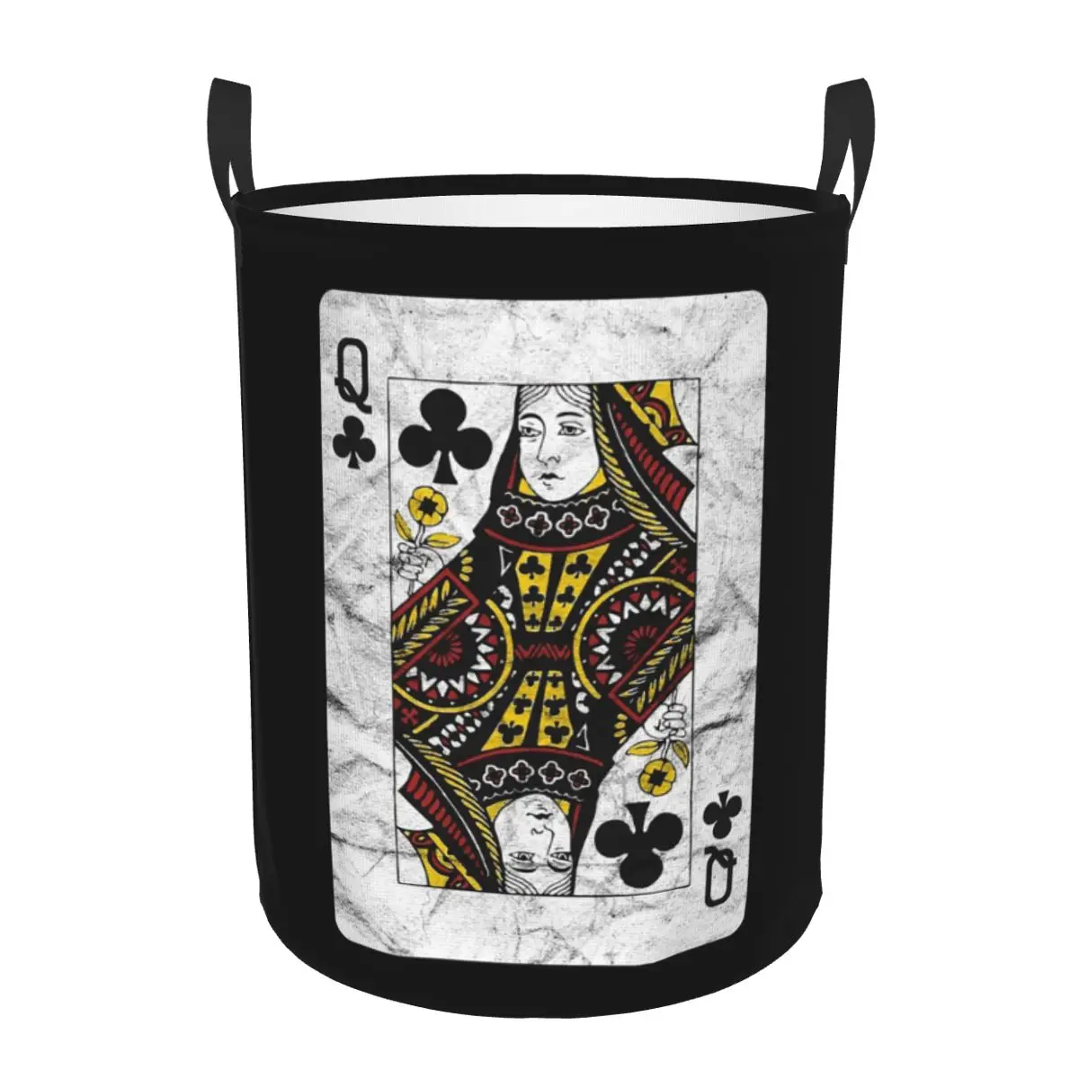 Playing Cards Queen Clubs distressed Foldable Laundry Baskets Dirty Clothes Toys Sundries Storage Basket Large Bag For Home Kids