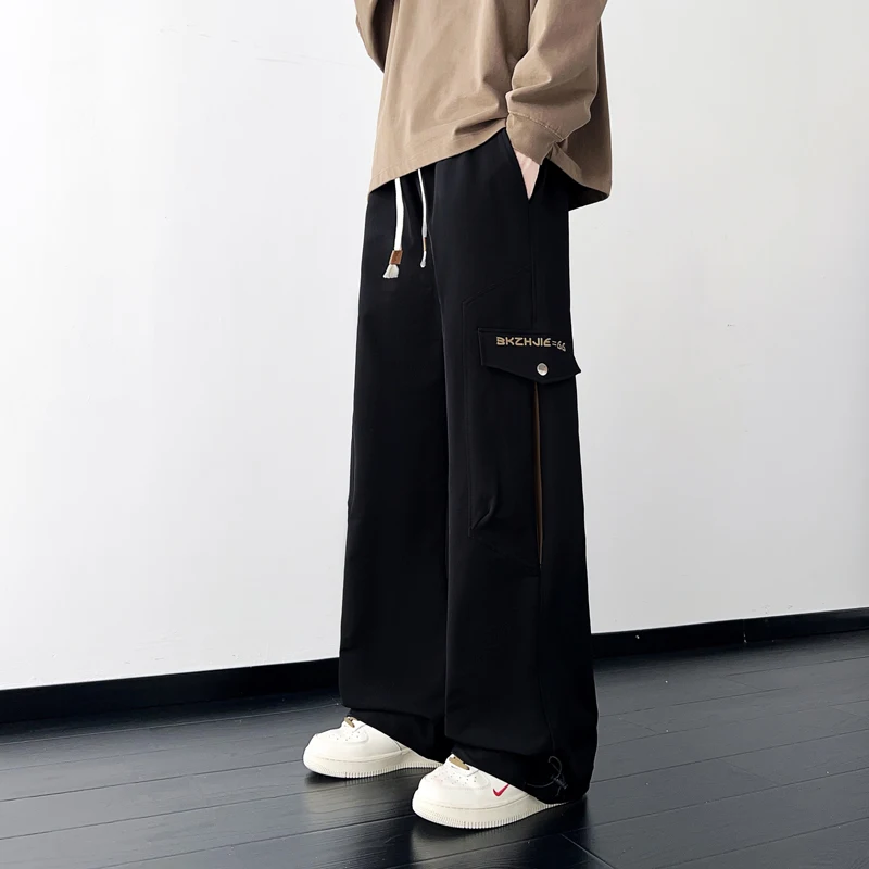 

Мужские брюки Laid-ba Sle прямого кроя: новые повседневные свободные брюки с широкими штанинами и эффектом драпировки для весны и осени, универсальные прямые брюки