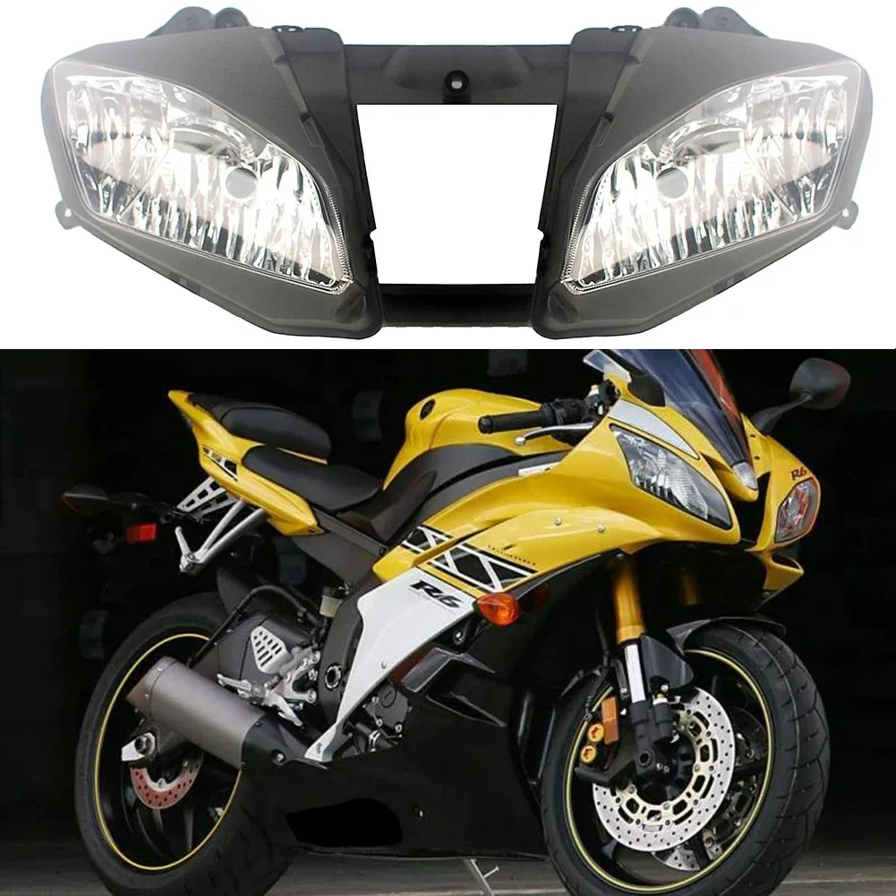 Motorcycle Front Headlight Lamp Assembly For Yamaha YZF-R6 2006 2007 Clear Lens