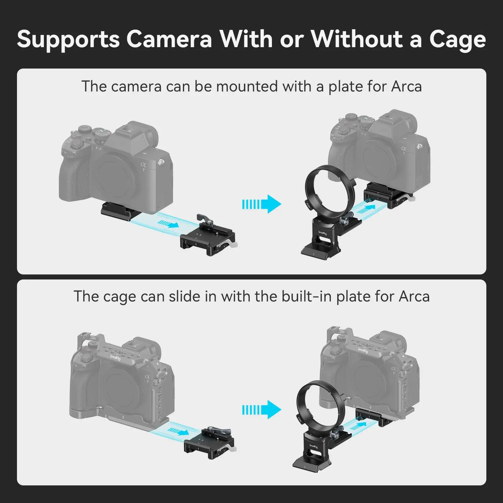 SmallRig Rotatable Collar Mount Plate for Sony Alpha 1/A7/A9/FX Series Camera Fits Plate for Arca-Type & for Manfrotto RC2 -4244