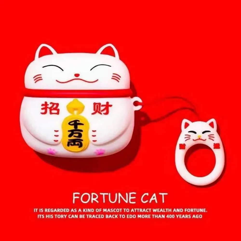 3D Cute Lucky Cat Case For Apple AirPods 1 2 Pro Bluetooth Headphone Cover 3rd Air pods Pro2 Silicone Soft Cover Protective Case