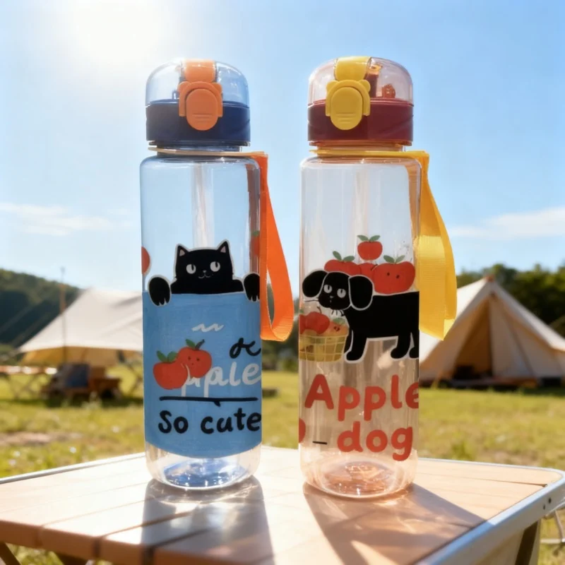 كوب ماء شفاف مطبوع ثلاثي الأبعاد بأنماط كرتونية لطيفة على شكل قطة - ألوان زاهية، مقاوم للبهتان، متين ومتعدد الاستخدامات للاستخدام في الهواء الطلق #2