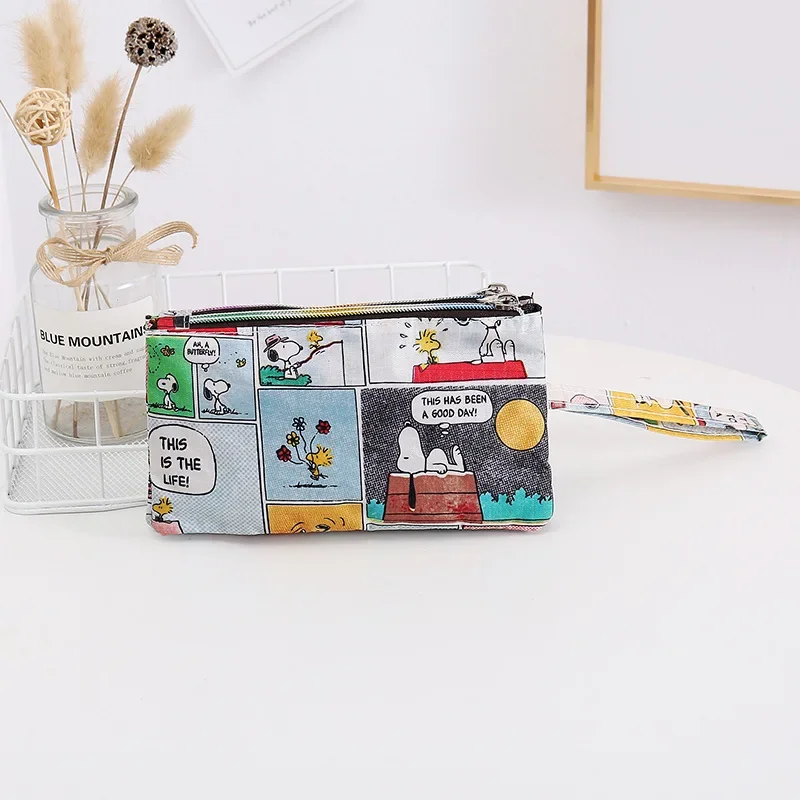 Snoopy Waterproof Wallet Portable Women\'s Wallet Zipper Coin Bag Girls Cute Cosmetic Bag Student Mobile Phone Oxford Cloth Bag