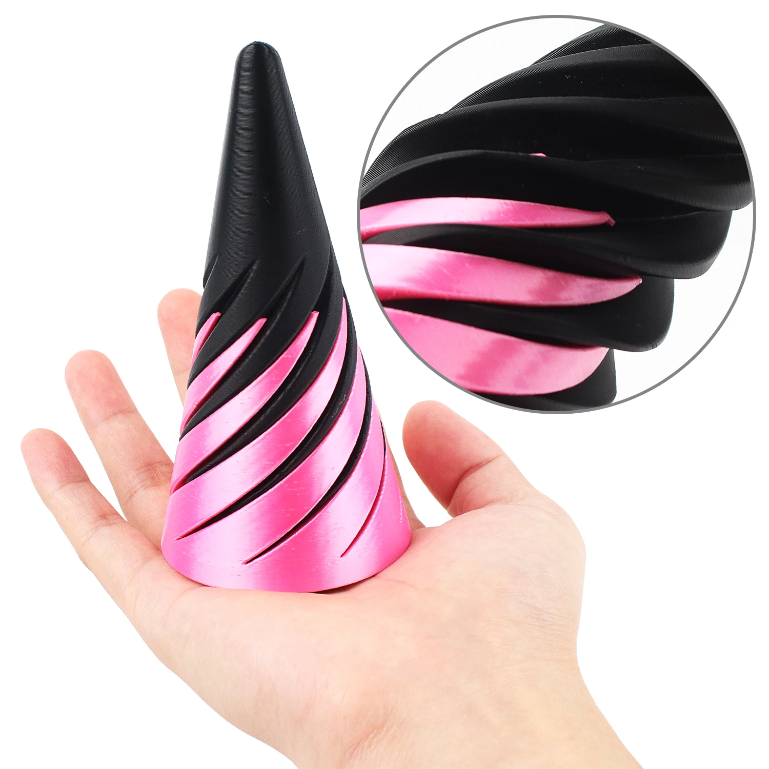 Jouet de décompression pour adulte, musique rotative imprimée en 3D, jouet d'épissure bicolore conique du bout des doigts, ornement de bureau