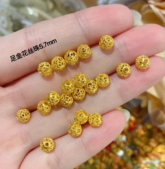 

24k pure gold beads 5.7mm gold beads loose beads diy bracelets