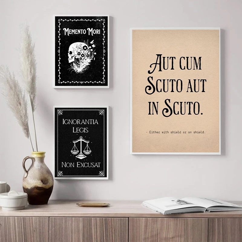 Retro Sheepskin Style Latin Quotes Poster Minimalist Wall Art Canvas Painting Elegant Classic Office Home Living Room Wall Decor