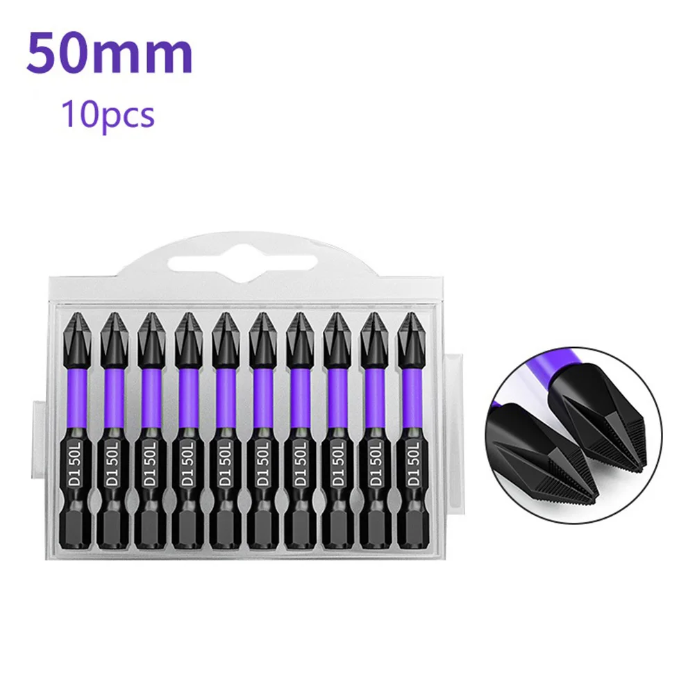 10pcs Non-Slip PH2 Magnetic Batch Head Cross Screwdriver Bits Hardness Impact Drills Screwdriver Bit