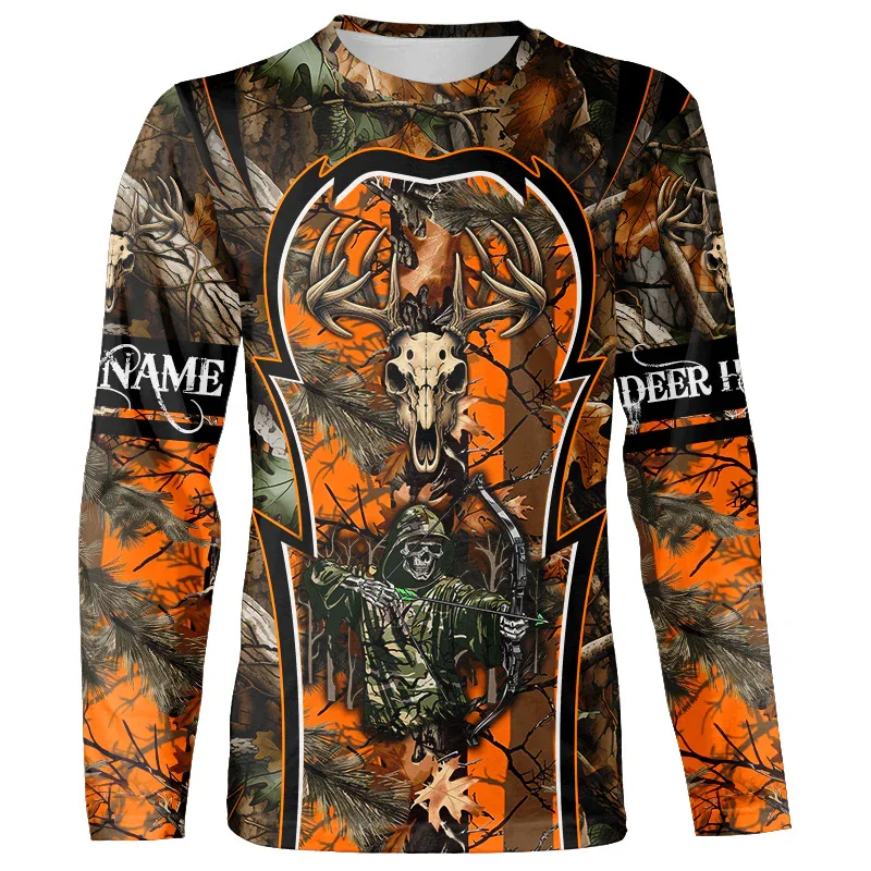 Camo Hunting Animals Wild Boar T-Shirt 3D Print Sport Long Sleeve Tee Tops Casual O Neck Streetwear T Shirts Men Clothing﻿﻿﻿﻿
