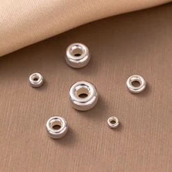 2-20pcs Solid 925 Sterling Silver Beads Spacer Loose Bead Rondelle DIY Jewelry Making Components Finding Accessories