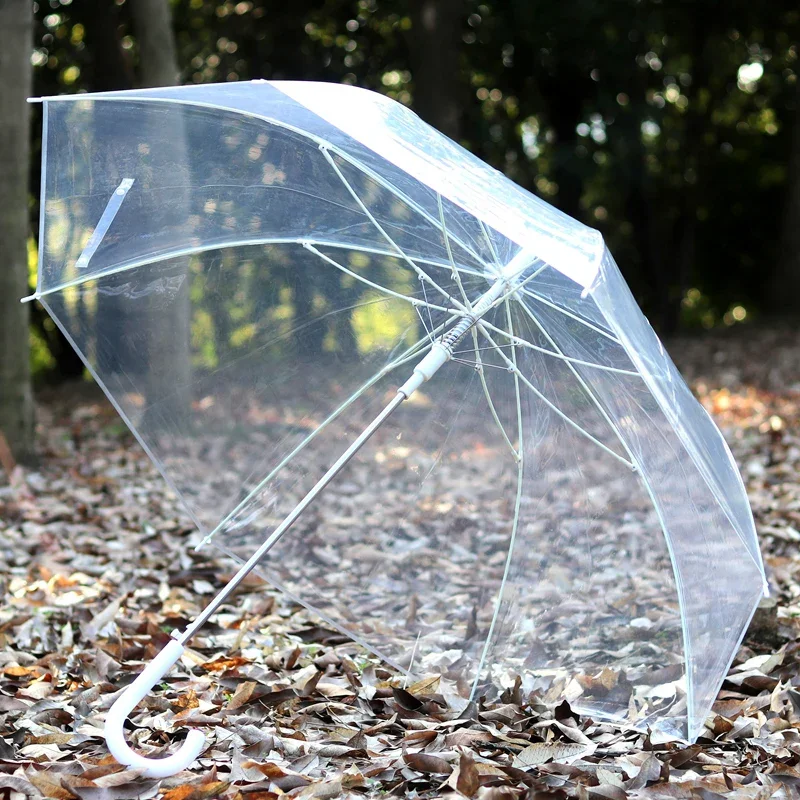 Wiatroodporny przezroczysty parasol Ponadwymiarowy przezroczysty parasol Trwały parasol przeciwsłoneczny z długą rączką do codziennego użytku