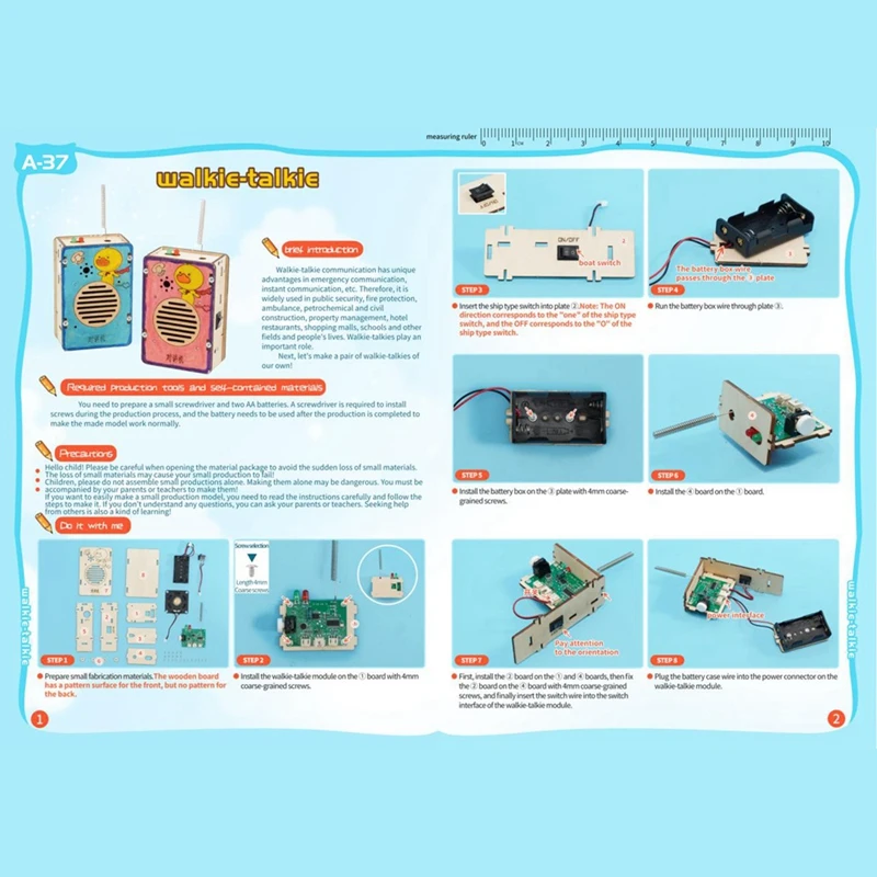 2 Stuks Diy Draadloze Walkie-Talkie Model Science Speelgoed Kinderen Experimentele Tool Kit Leren Onderwijs Houten Puzzel Games