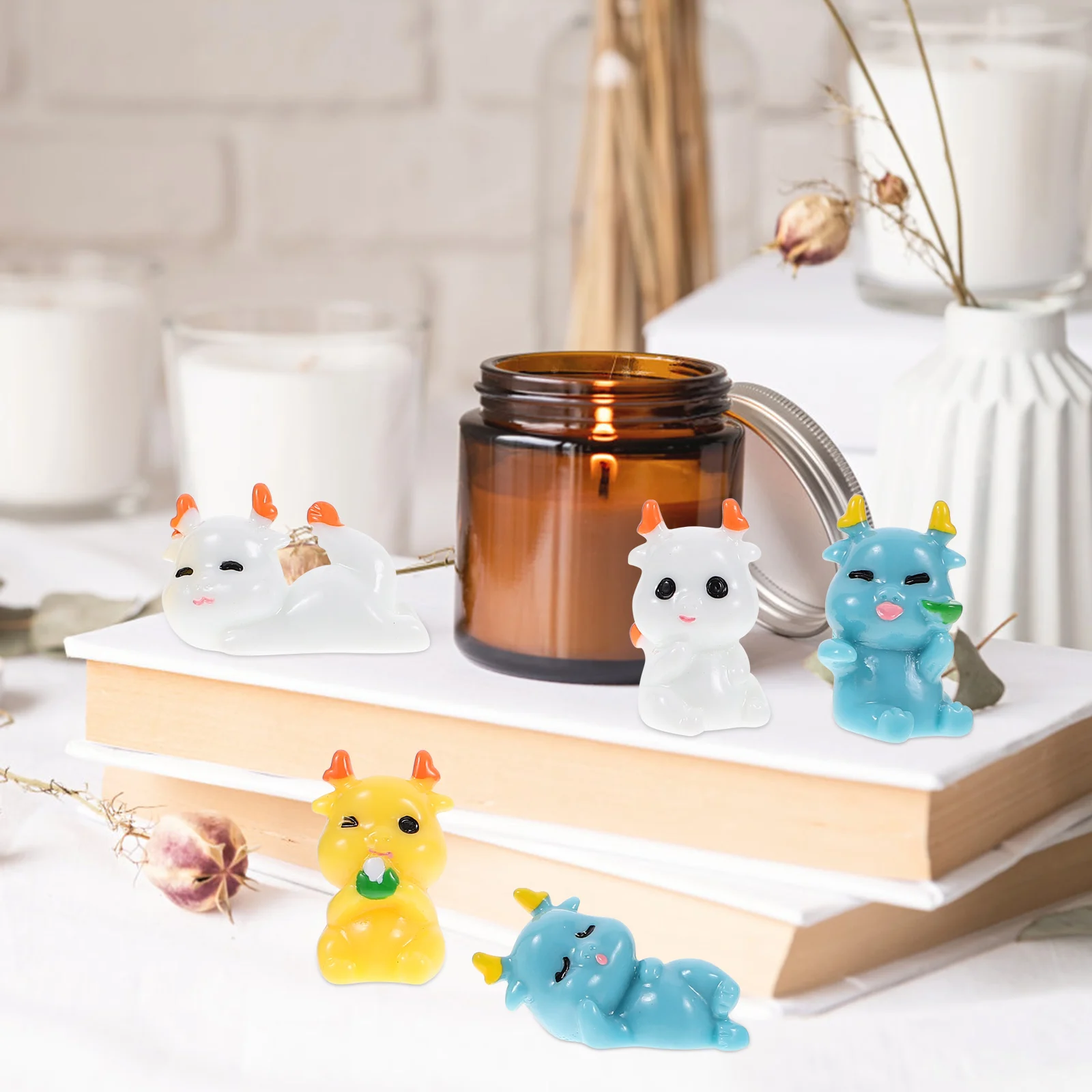 

5pcs nament Dragon Statue Resin L Dragon Resin Decor Mini L House Garden Table ornaments