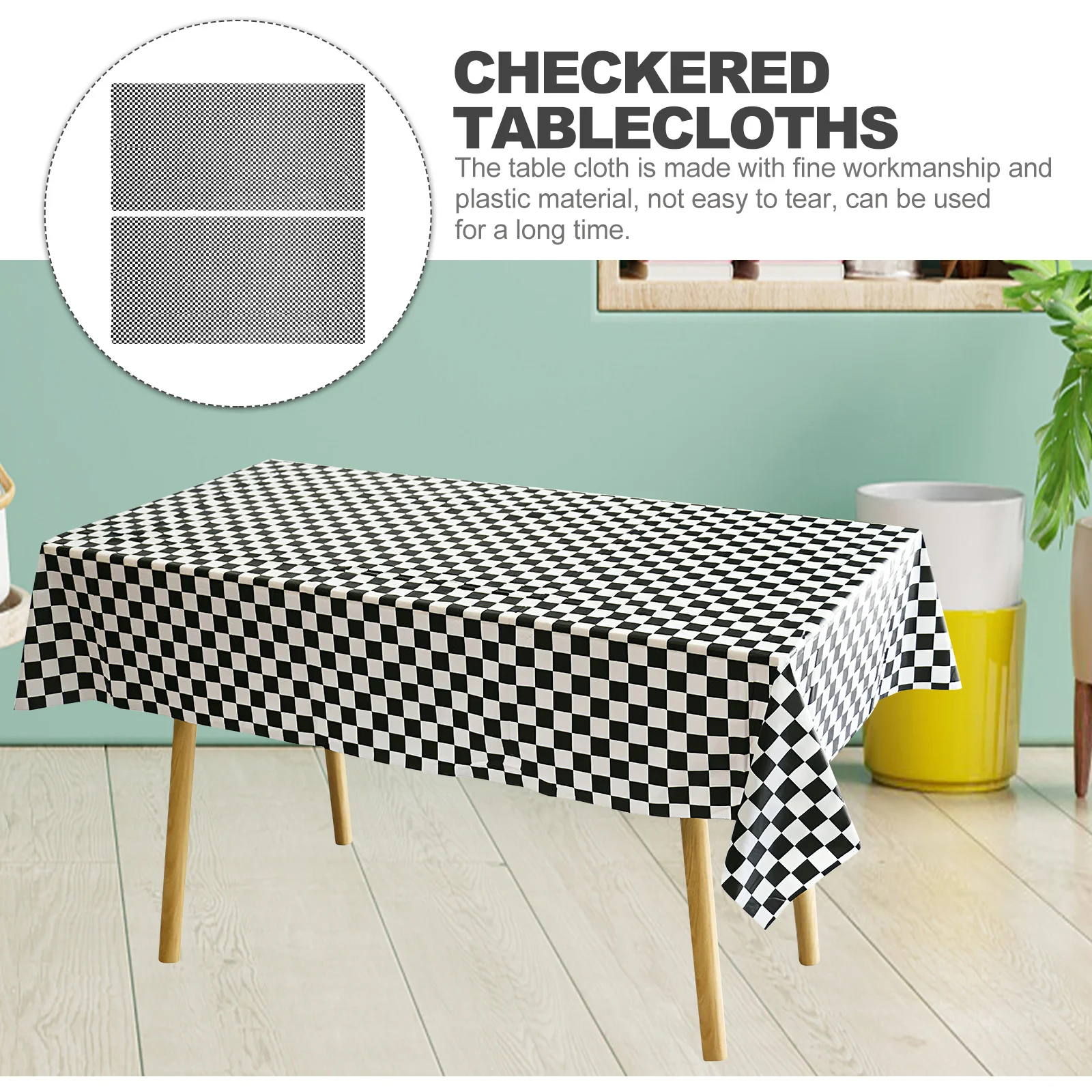 

2Pcs Thick Plastic Checkered Tablecloths Rectangular Decorative Table Covers for Dining Room Party Home Checkered Tablecloth