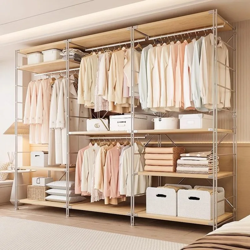 

Japanese-style open, floor-to-ceiling hangers, bedroom cloakroom shelves