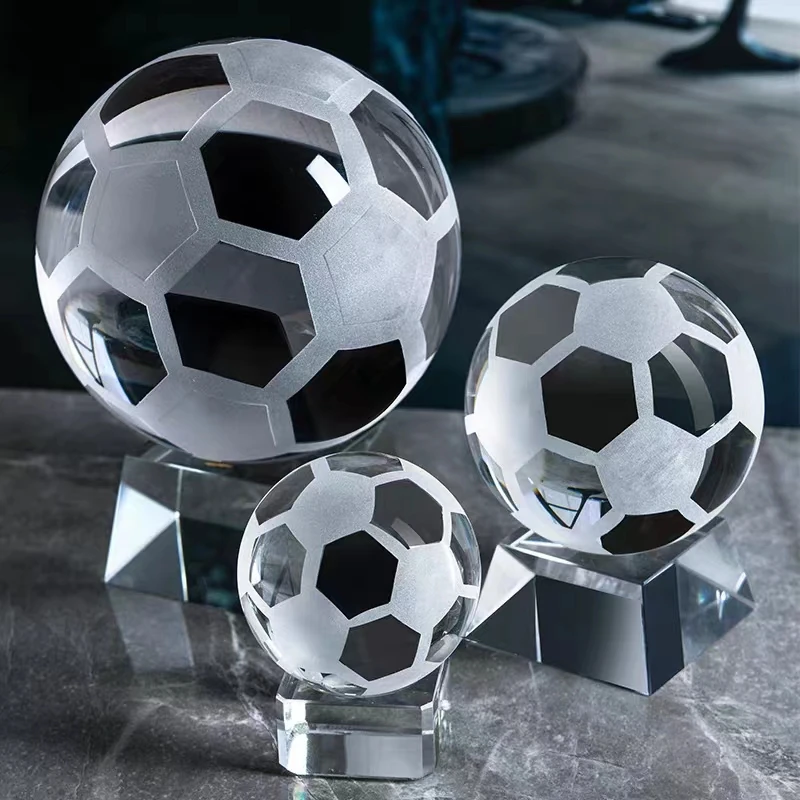 High Quality 6/8cm Crystal Ball Football Basketball Golf ball Figurine Sports Memorabilia Souvenir Office Home Tabletop Decor