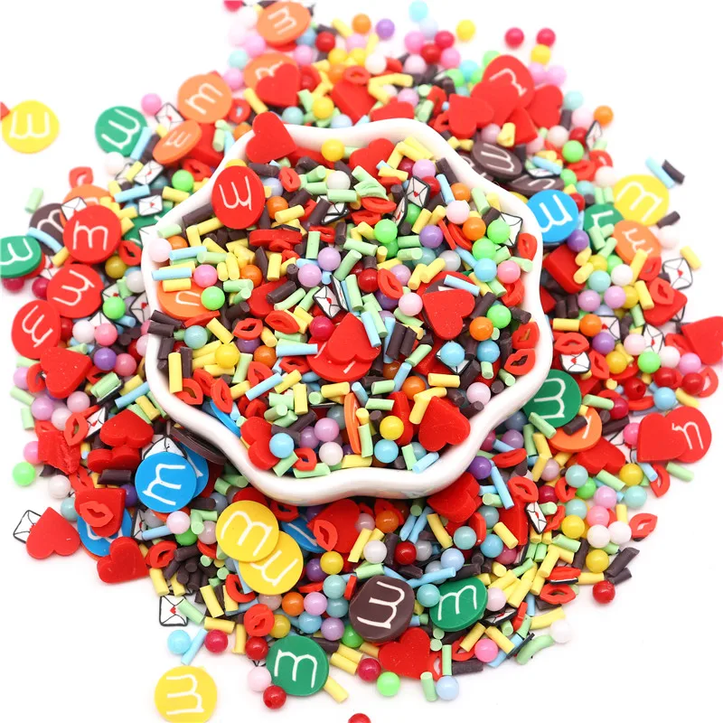 50g Valentines Mixed Heart Clay Slices Sprinkles Colorful Love Heart Polymer Clay for DIY Crafts Cute Plastic Accessories