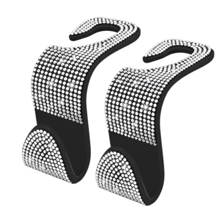 

2PCS Bling Car Seat Headrest Hooks, Sparkling Rhinestone Car Seat Hook, Auto Rear Seat Hidden Hook Hanger, Universal Car Storag