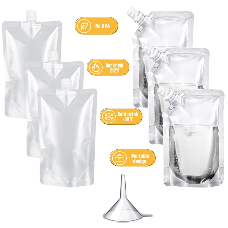 30Sets 100ml-500ml Travel Storage Bag Spout Pouches Sealed Juice Storage Beverage Ice Cold Drink Dose Calories Control Bag